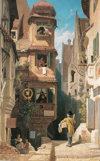 Carl Spitzweg Der Briefbote im Rosenthal Spain oil painting art